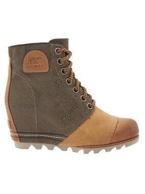 Sorel 1964 wedge snake print tan/gray hiking boots size 6